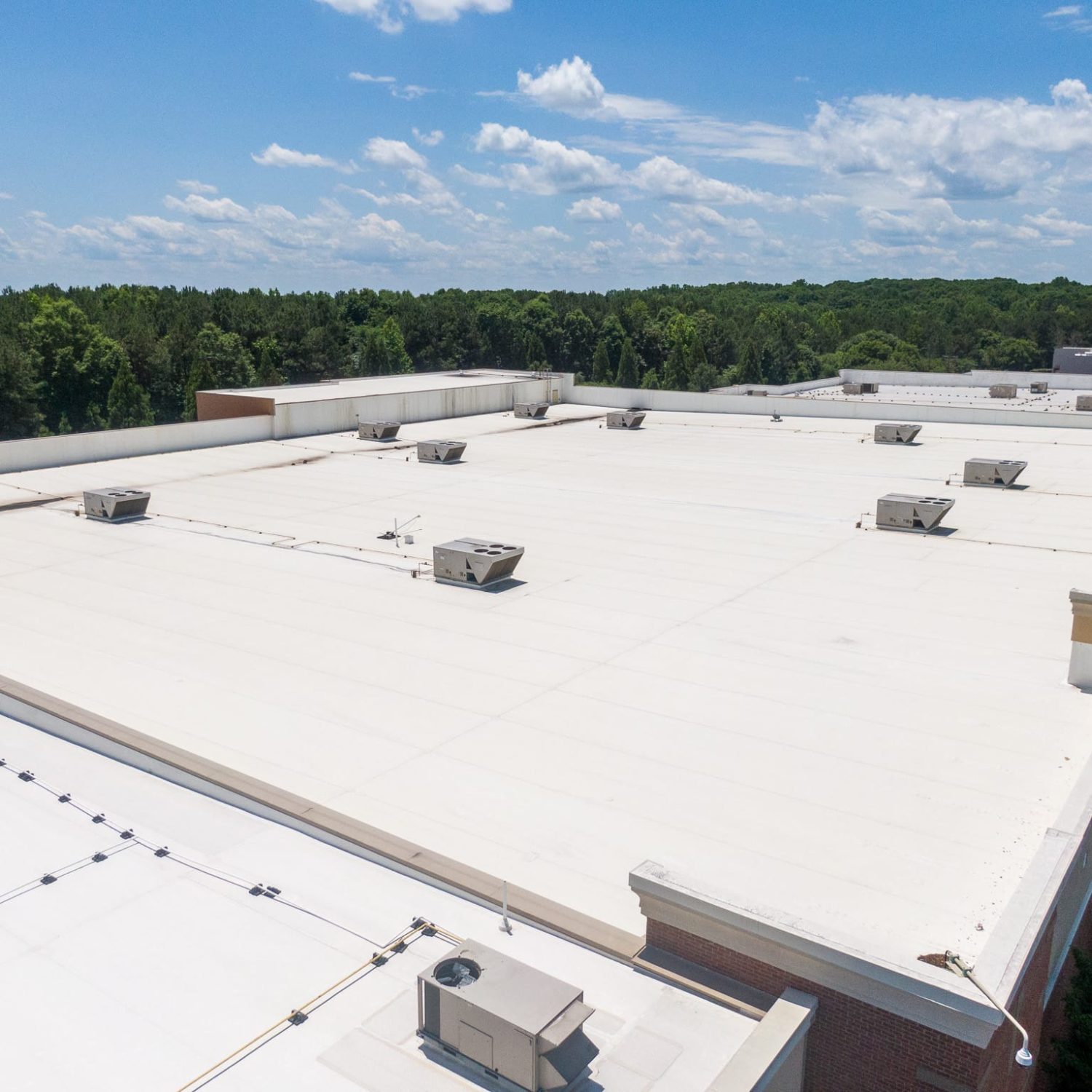 Drone Images of Commercial Roofs Featuring TPO and Asphalt Shing Drone Images of Commercial Roofs Featuring TPO and Asphalt Shing